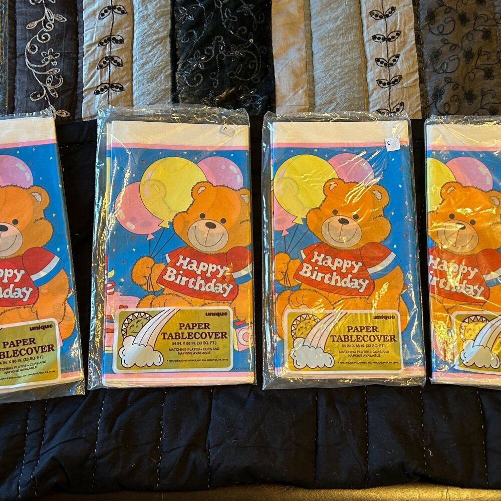 4 vintage birthday paper tablecloths